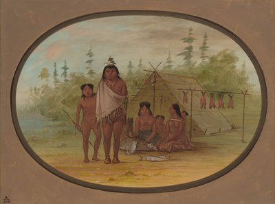 Flathead päällikkö perheineen, 18551869. tekijältä George Catlin