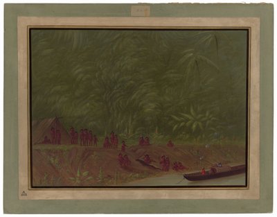 Muran leirintäalue - Veneen luonnos tekijältä George Catlin