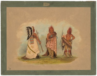 Pawnee-päällikkö kahdella soturilla tekijältä George Catlin