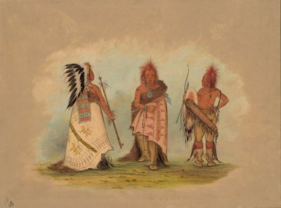 Pawnee-päällikkö kahdella soturilla, 18611869. tekijältä George Catlin
