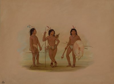 Puelchee-päällikkö ja kaksi nuorta soturia, 18541869. tekijältä George Catlin