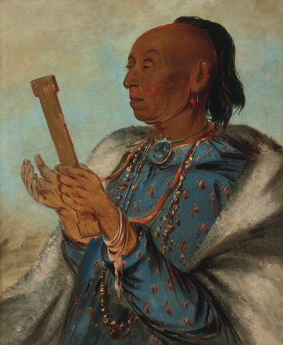 Ah-tón-we-tuck, Kukko Turkki, toistaa rukoustaan, 1830. tekijältä George Catlin