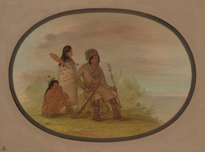 Vanha nayas-intiaani, hänen tyttärentytär ja poika, 18551869. tekijältä George Catlin