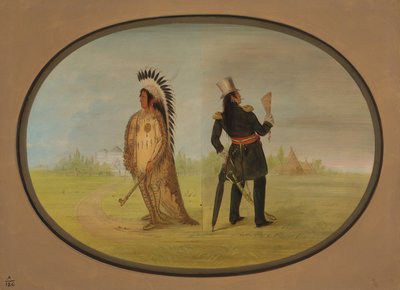 Assiniboine-päällikkö ennen sivilisaatiota ja sen jälkeen, 18611869. tekijältä George Catlin