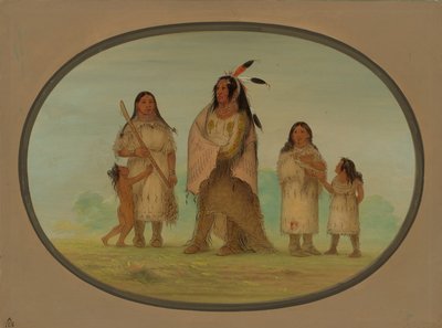 Assinneboine Warrior ja hänen perheensä, 18611869. tekijältä George Catlin