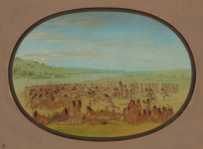 Naisten pallopeli - Sioux, 18611869. tekijältä George Catlin
