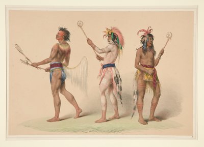 Pallopelaajat, pl. 21 Pohjois-Amerikan intiaaniportfoliosta tekijältä George Catlin