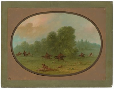 Taistelu Jiccarilla Apachees ja Camanchees välillä tekijältä George Catlin