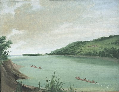 Belle Vue, majuri Doughertyn intiaanikeskus, 870 mailia St. Louisin yläpuolella. tekijältä George Catlin