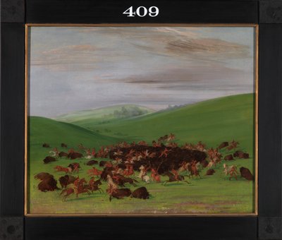Buffalo Chase, Hidatsan ympäröimä, 1832-1833. tekijältä George Catlin