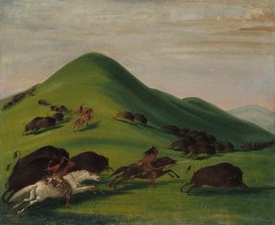 Buffalo Chase yli Prairie Bluffsin, 1832-1833. tekijältä George Catlin