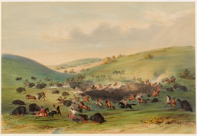 Biisoninmetsästys, saartaminen tekijältä George Catlin