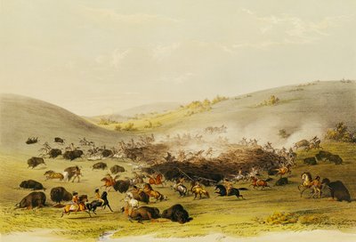 Buffalo Hunt, Surround, n. 1832 tekijältä George Catlin