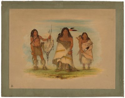 Comanche-päällikkö, hänen vaimonsa ja soturi tekijältä George Catlin