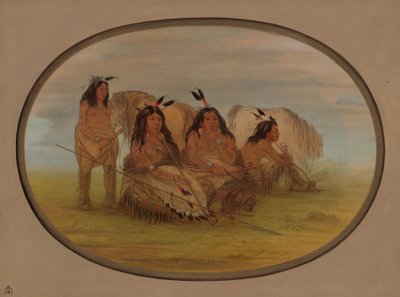 Comanche Chief kolmen soturin kanssa, 18611869. tekijältä George Catlin