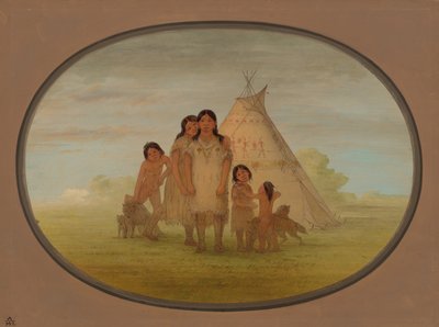 Comanche Chiefs Children ja Wigwam, 18611869. tekijältä George Catlin