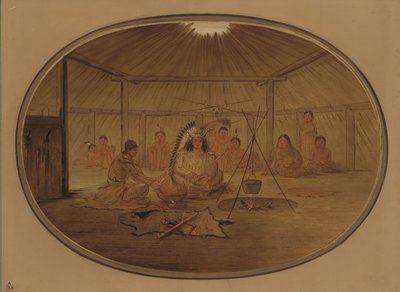 Catlinin juhlii mandanipäällikkö, 18611869. tekijältä George Catlin