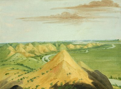 Clay Bluffs, kaksikymmentä mailia Mandansin yläpuolella tekijältä George Catlin