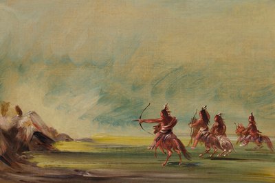 Comanche antamassa nuolia Medicine Rockille tekijältä George Catlin
