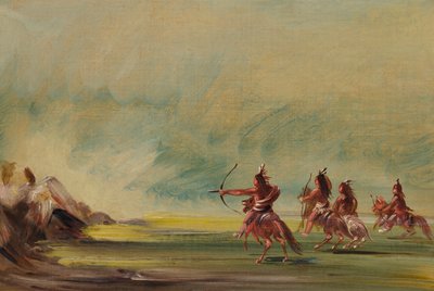Comanche antaa nuolia lääkekalliolle, 1837-1839. tekijältä George Catlin
