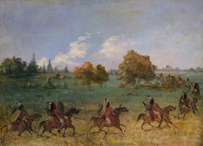 Komanssien sotajoukko marssilla, täysin varustautuneena tekijältä George Catlin