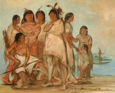 Du-cór-re-a, heimon päällikkö, ja hänen perheensä tekijältä George Catlin