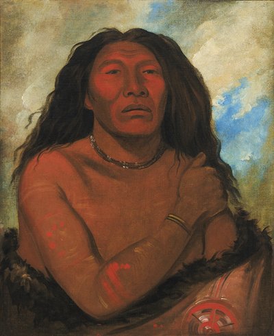 Duhk-gits-o-ó-see, Punainen karhu, arvostettu soturi, 1832. tekijältä George Catlin