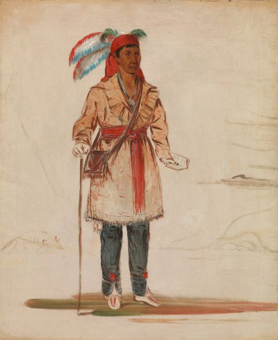 Ee-tów-o-kaum, Joen molemmin puolin, heimon päällikkö. tekijältä George Catlin