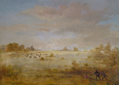 Hirvi laiduntamassa syksyn preerialla, 1846-1848. tekijältä George Catlin