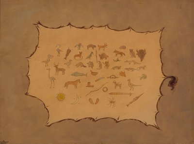 Faksimile Ojibbeway-kylpytakista, 18611869. tekijältä George Catlin