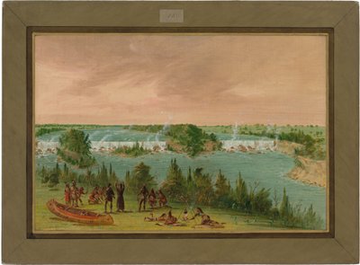 Isä Hennepin ja hänen seuralaisensa St. Anthonyn putouksilla. 1. toukokuuta 1680 tekijältä George Catlin