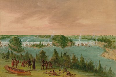 Isä Hennepin ja seuralaiset St. Anthonyn putouksilla. 1. toukokuuta 1680, 18471848. tekijältä George Catlin