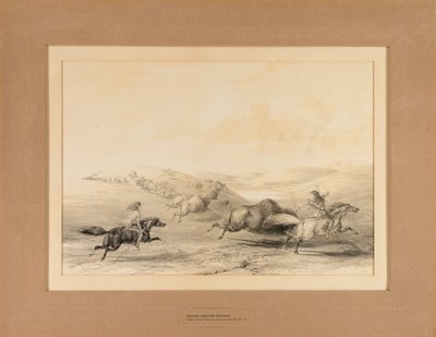 Intiaanit metsästämässä puhvelia - nro 29. tekijältä George Catlin