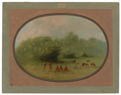 Intiaanit ja hevoset metsässä tekijältä George Catlin