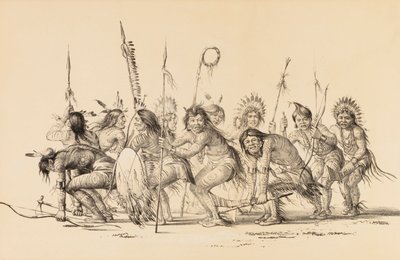 Intiaanit ympyrässä, tanssimassa - ei. 30 tekijältä George Catlin