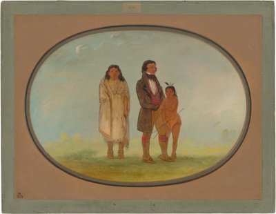 Kaskaskia päällikkö, hänen äitinsä ja poikansa tekijältä George Catlin