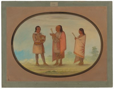 Kickapoo-intiaanit saarnaamassa ja rukoilemassa tekijältä George Catlin