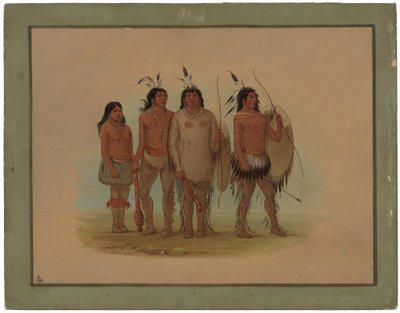 Kiowan päällikkö, hänen vaimonsa ja kaksi soturia tekijältä George Catlin