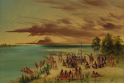 La Salle hakee Louisianaa Ranskalle. 9. huhtikuuta 1682, 18471848. tekijältä George Catlin