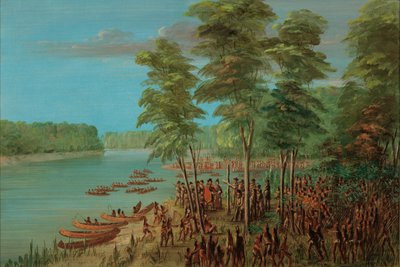 La Salle ottaa haltuunsa maan Arkansasin suulla. 10. maaliskuuta 1682, 18471848. tekijältä George Catlin