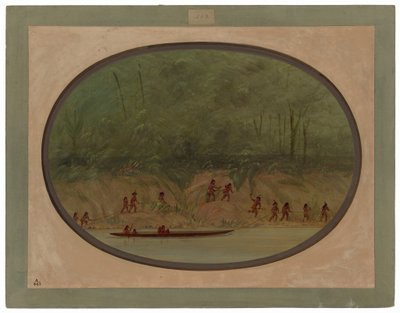 Lengua-intiaanit nousemassa Río Uruguayn koskia tekijältä George Catlin