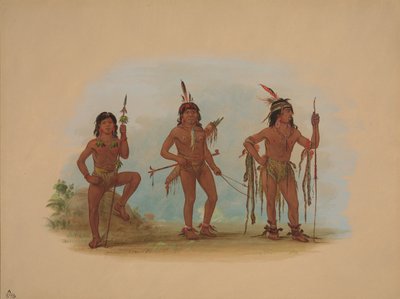 Lengua Medicine Man with Two Warriors, 18541869. tekijältä George Catlin