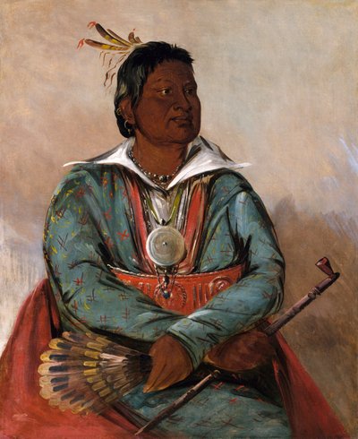 Mó-sho-la-túb-bee, Hän, joka sammuttaa ja tappaa, heimon päällikkö, 1834. tekijältä George Catlin