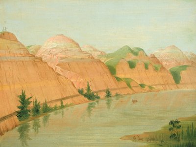 Magnificent Clay Bluffs, 1800 mailia St. Louisin yläpuolella, 1832. tekijältä George Catlin