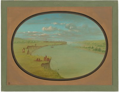 Mandan Village - Kaukainen näkymä tekijältä George Catlin