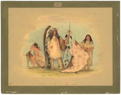 Mandanin sotapäällikkö suosikkivaimonsa kanssa tekijältä George Catlin