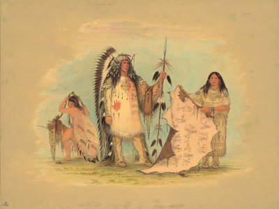 Mandanin sotapäällikkö suosikkivaimonsa kanssa, 18611869. tekijältä George Catlin