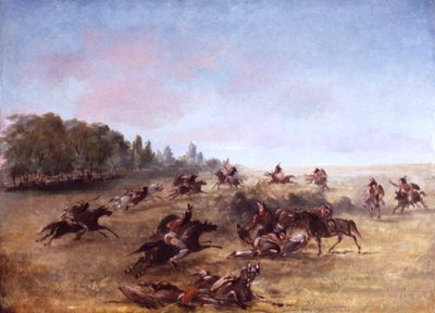 Mounted War Party Scouring a Thicket, 1846-1848. tekijältä George Catlin