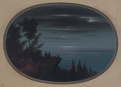 Nayas Village at Night, 18551869. tekijältä George Catlin