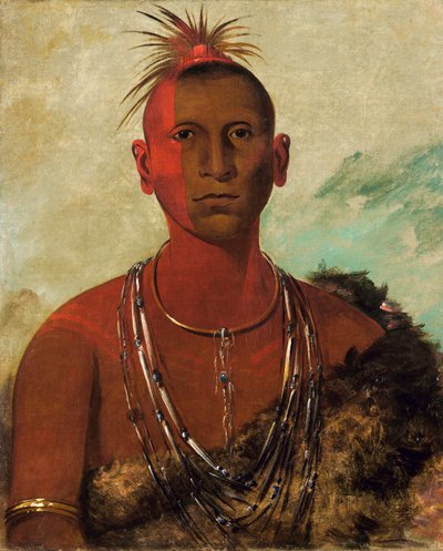 Náh-se-ús-kuk, Pyörivä Ukkonen, Mustahaukan vanhin poika... tekijältä George Catlin